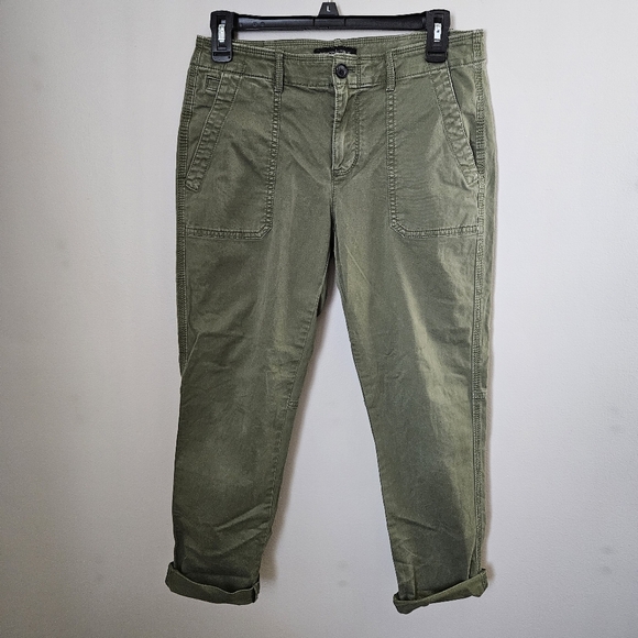 Banana Republic Olive Green Casual Pants Capri Cropped Rolled Neutral Solid - Picture 13 of 13